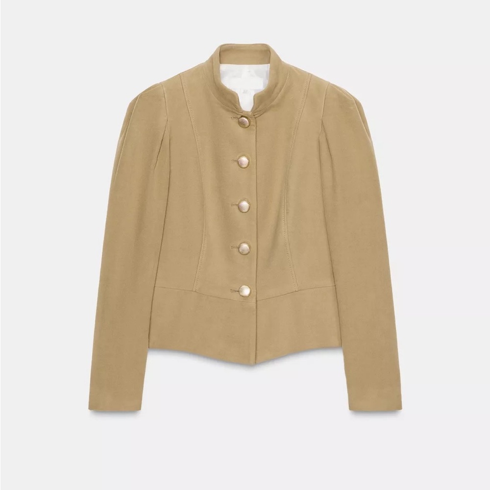 New Zara puff- sleeve faux suede jacket in taupe brown -large
